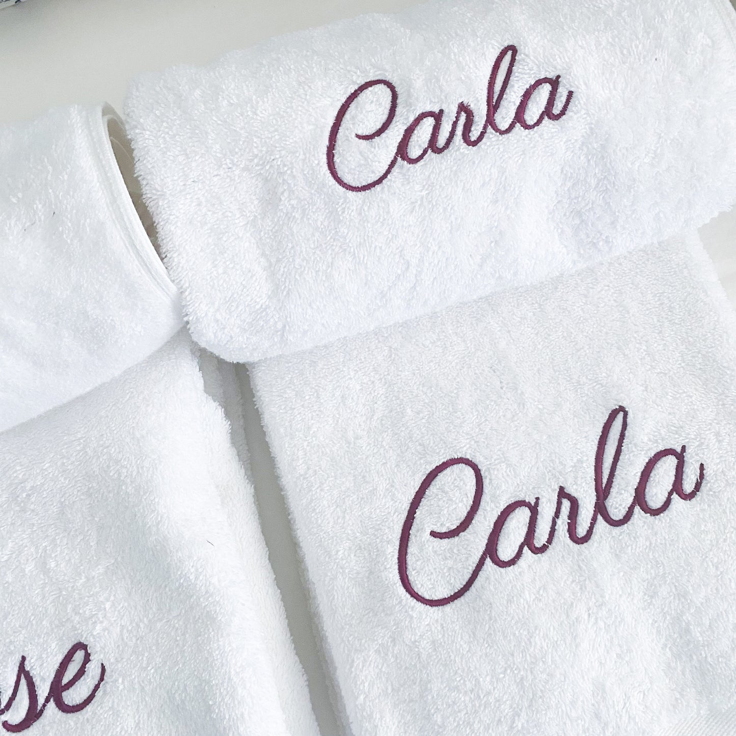 Pack pareja: 4 toallas nombre lavabo+ducha