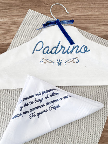 Pack Padrino: pañuelo + percha