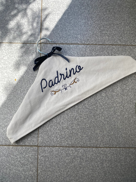 Forro para percha bordado azul marino - Padrino(Outlet)
