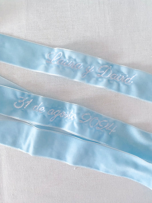 Lazo terciopelo bordado personalizable - color (Outlet)