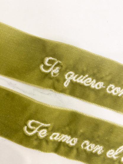 Lazo terciopelo bordado verde (Outlet)
